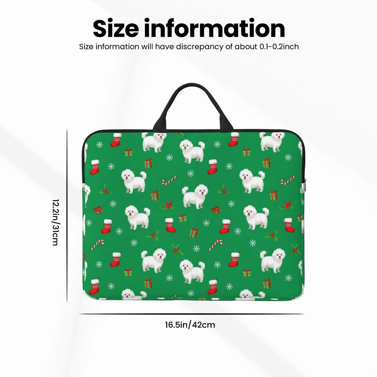 VAFZASC Laptop Bag 14 Inch, Great Pyrenees Lovely Christmas Holiday Red Green Protective Laptop Case Sleeve Compatible with Macbook Air, Waterproof Computer Bag Slim Briefcase for Men Women