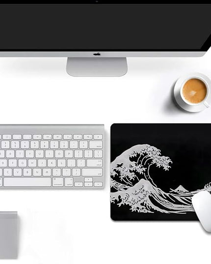 Black Wave of Kanagawa Square Mouse pad, Texture, Waterproof, Anti Slip Rubber Base, Computer Mouse pad, Laptop Mouse pad