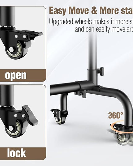 EMART Rolling Backdrop Stand with Wheels - 10 x7.5 ft (WxH) Adjustable - Moveable Photo Banner Background Holder Photography Frame Kit Adjustable for Parties Decoration Photoshoot
