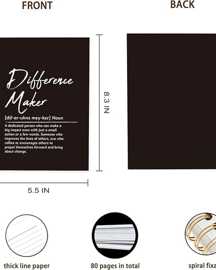 Difference Maker Gift Notebook Journal, Cool Gifts for Bosses Coworkers, Boss Gifts, Thank You Gifts for Women Men Employee Teacher, Appreciation Gifts for Boss Leader Mentor Manager Coach(5.5'' X 8.3'')