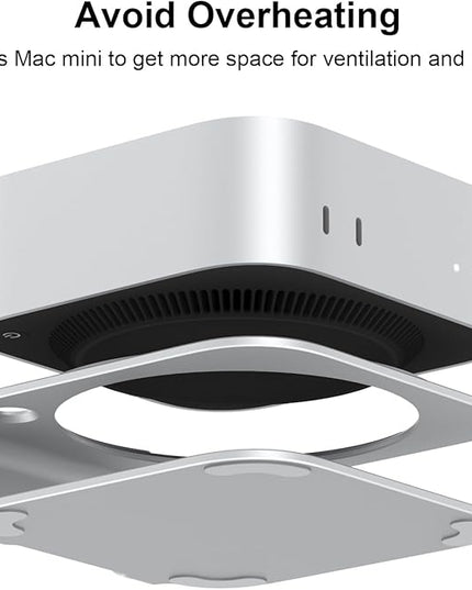 Qwiizlab Aluminum Stand for 2024 Mac mini M4/M4 Pro, Convenient Acess to Power Button, Anti-Scratch, Anti-Slip, Avoid Overheating, Durable and Sturdy Design (Silver)