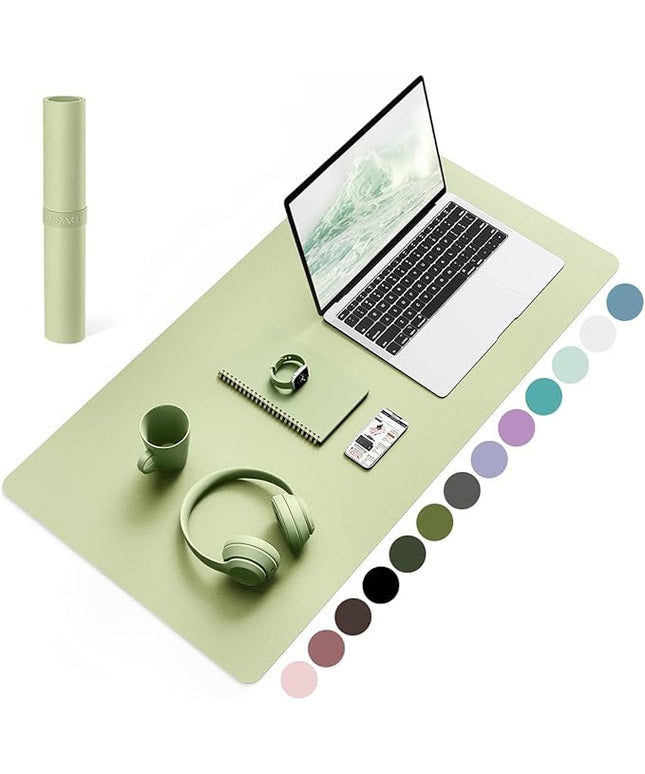 YSAGi Non-Slip Leather Desk Pad, Waterproof Laptop Computer Desk Keyboard Mat, Table Protector Blotter Mat, Large Mouse Pad for Office/Work/Home/Decor(Matcha Green, 31.5" x 15.7")