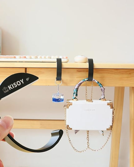 KISOY 2PCS C Shape Purse Hook for Table Handbag Hanger for Desk Heavy Duty Purse Hook Bag Holder Made of high-Strength Alloy Materials Hanger Various Heavy Items Desk Hook (C Shape(2 Black))