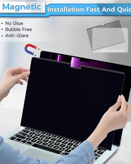 PYS Magnetic Privacy Screen for MacBook Air 15.3 Inch (2025/2024/2023, M4, M3, M2 Chip) - Removable Anti-Glare Protector with Camera Cover Slide, Anti-Blue Light Filter for Mac Air 15.3" Laptop