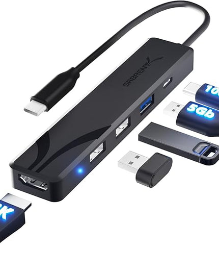 SABRENT USB C Hub, USB C to HDMI 4K@60Hz, Type C Hub Multiport Adapter, 100W Power Delivery, Compatible with MacBook, Laptop (HB-TC5P)