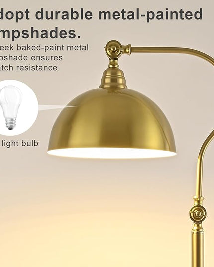 Bright LED Gold Reading Floor Lamp with Remote Control and Bluetooth Dimming,Living Room Bedroom Bedside Office Study Library Adjustable Standing Tall Lights, Unique Modern Brass Home Decor Essentials