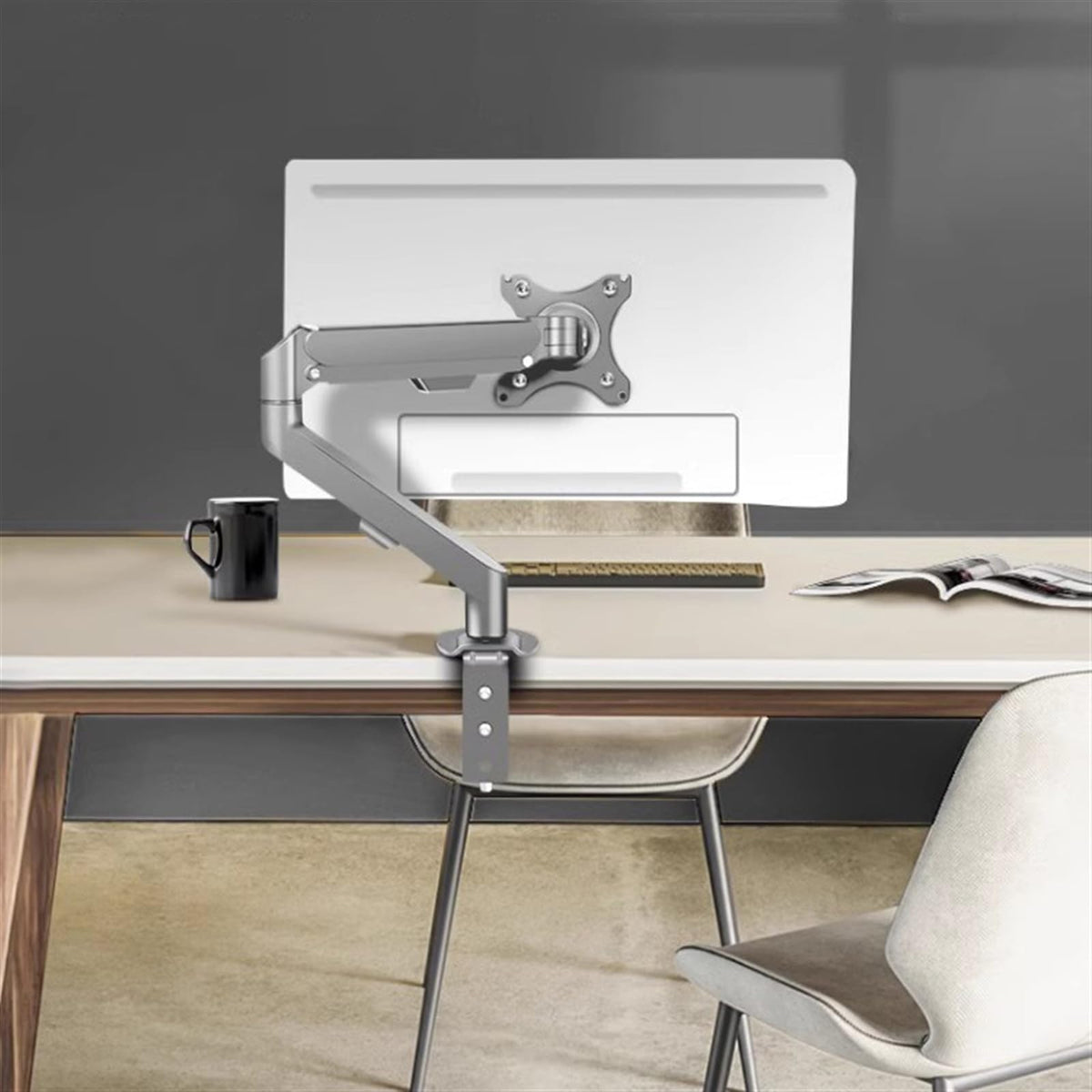 Monitor Mount Arm Single Monitor Arm Fits 17-30" Screens Within 19.8 lbs, Adjustable Gas Spring Monitor Desk Mount with C-Clamp & Grommet Base, Max VESA 100x100mm Monitor Desk Mount(Silver Gray)