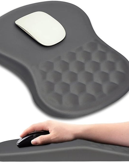 Hokafenle Ergonomic Mouse Pad Wrist Support with Massage Design, Wrist Rest Pain Relief Mousepad with Memory Foam&Non-Slip PU Base, Mouse Pads for Wireless Mouse & Desk (12x8 inch,Light Grey)