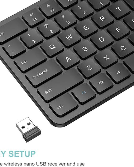Arteck 2.4G USB Wireless Keyboard Ultra Slim Full Size Keyboard with Numeric Keypad and Media Hotkey for Computer/Desktop/PC/Laptop/Surface/Smart TV and Windows 11/10