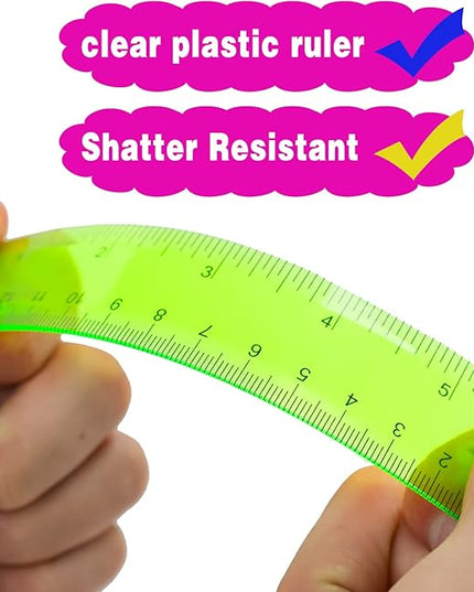 14 Packs 6 Inch Small Rulers for Kids, Plastic School Ruler with Inches and Centimeters, Assorted Colors