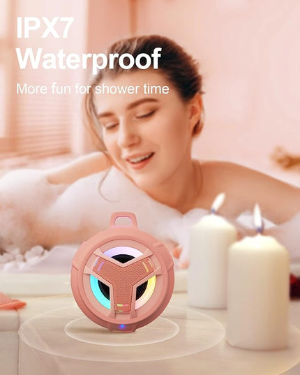 EBODA Bluetooth Shower Speaker, Waterproof Portable Wireless Speakers with Light, IP67 Floating, 2000mAh, Small Portable Speaker for Kayak, Beach, Pool Accessories, Gifts for Unisex