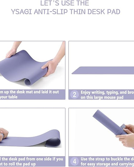 YSAGi Non-Slip Leather Desk Pad, Waterproof Laptop Computer Desk Keyboard Mat, Table Protector Blotter Mat, Large Mouse Pad for Office/Work/Home/Decor(Lavender, 23.6" x 13.7")