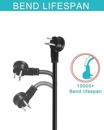1FT 90 Degree Replacement Computer Monitor Power Cord - Low Profile Flat Plug NEMA 5-15P to Right Angle C13 Power Cord, 13A 125V, 16AWG, Black Replacement Angled Printer/TV/PC 3 Prong AC Power Cord