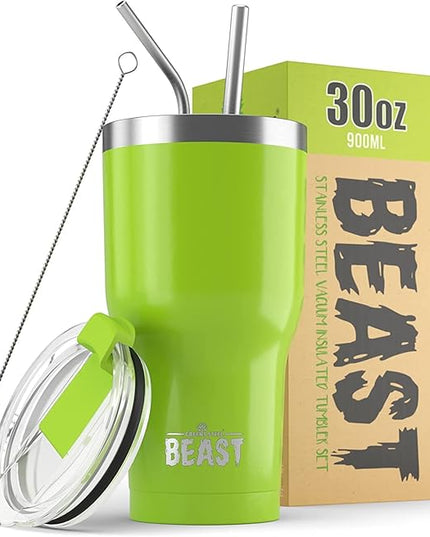 Beast 30 oz Tumbler Stainless Steel Vacuum Insulated Coffee Ice Cup Double Wall Travel Flask (Lemongrass Green)