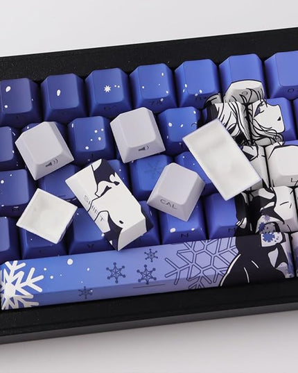 Sunzit Keycaps - Side Print Keycaps 75 Percent, Shine Through Custom Key caps, Japanese PBT Keycap Set Dye Sub, Double Shot, 131 Keys Cherry Profile Keyboard Keycap for Mechanical Keyboard, Snow Wolf