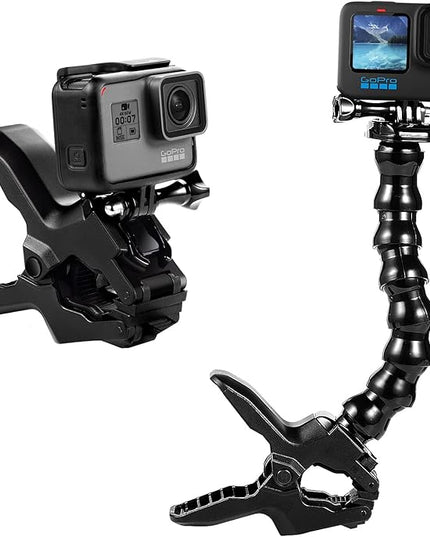 Suptig Jaws Flex Clamp Mount Gooseneck Mount for GoPro Hero 13 Hero 12 Hero 11 Hero 10 Hero 9 Hero 8 Hero 7 Hero 6 Hero 5 Hero 4 Session Hero 3+ Hero 3 Akaso EK7000 DJI osmo Arlo Action Camera.