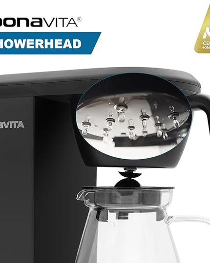 Bonavita Enthusiast 8 Cup Drip Coffee Brewer, Pour Over, SCA Certified Coffee Machine with Glass Carafe, Stainless Steel Panel, Removable Reservoir
