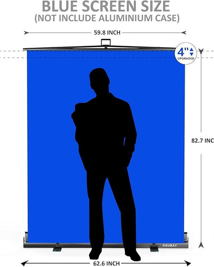 【Easy Set Up】 RAUBAY 59.8 x 82.7in Collapsible Blue Screen Backdrop Portable Retractable Chroma Key Panel Photo Background with Stand for Video Conference, Photographic Studio, Streaming