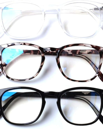 Henotin 3 Pack Blue Light Blocking Reading Glasses,Spring Hinge Computer Readers for Men Women,Anti UV Ray Filter Eyeglasses (Mixed Color, 0.75)
