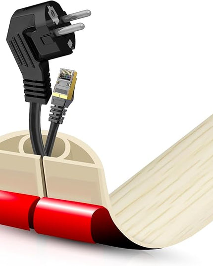 Floor Cord Cover Self Adhesive Cord Hider,3.3FT Cable Management, Extension Strip Protector for Wires, Prevent Cable Trips for Offices, Gyms, Exhibitions Cavity:0.51"(W) x 0.3"(H) Yellow Wood