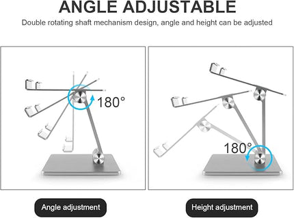 BESPORTBLE Aluminum Alloy Folding Laptop and Tablet Stand Portable Foldable Holder for Desk Use Compatible with Ipad and Notebooks Silver Gray