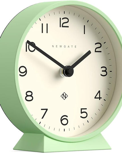 NEWGATE® M Mantel Echo Desk Clock | Modern Round Design | Neo Mint Green | Easy to Read Numbers | Contemporary Style for Desk, Table, Shelf or Bedside