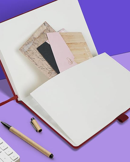 A5 Lined Journal Notebooks for Work - 100 GSM Thick Paper, Classic Ruled Journaling Notebook, Hardcover Notepad for Writing 160 Pages, 5.5 x 8.3 inch, Burgundy