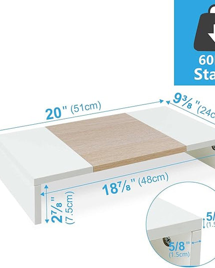 TEAMIX 20 Inch Monitor Stand Riser, Wooden Desktop Riser for TV/PC/Laptop/Printer, Cozy Monitor Riser with Storage, Laptop Shelf for Home Office