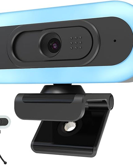 2K 50FPS Webcam for PC/Mac, Computer Camera with Fill RGB Lights, 2 Noise-Canceling Microphone, Autofocus and Tripod for Meeting, Live Streaming, Video Calls, Gaming, Works with Zoom, Skype, Teams