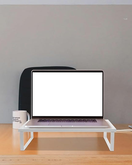 Monitor Riser Stand with Desk Organizer for Office and Home Use Stable Laptop and Computer Monitor Stand Riser White 40X20X8Cm for Workspace