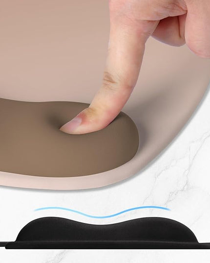 ITNRSIIET Ergonomic Mouse Pad, Cushioned Gel Wrist Rest, Non-Slip Base, Smooth Surface, Cute Multi-Color, 9.5 x 8.2 in, Soft Brown Gradient