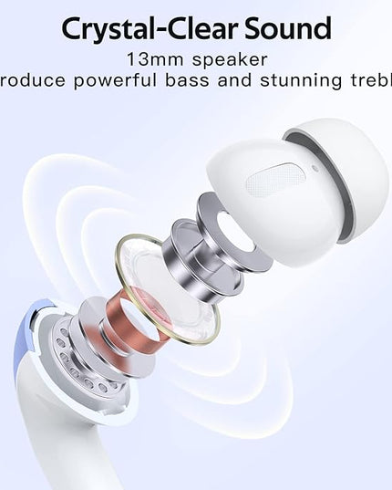 TAGRY 2 Sets X08 Purple and Phantom Purple Bluetooth Headphones True Wireless Earbuds 60H Playback Ear Buds with Wireless Charging Case in-Ear Earbuds with Mic