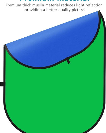 Neewer 5x7ft/1.5x2m Chromakey Foldable Backdrop with Stand 8.5ft/2.6m, 2-in-1 Reversible Green Blue Green Background Panel for Photography Studio, Live Streaming, Video Calls, Games