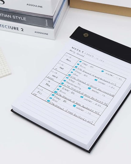 Mogoostry A5 Lined Planning Pads 5.9" x 8" Planner To Do List Memo Note Pads Screw Binding Writing Paperboard Notepad, 100 Sheets per Pack, Black