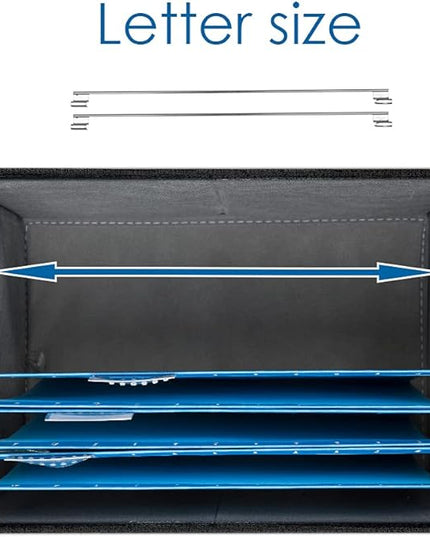 PRANDOM File Organizer Box - Set of 4 Collapsible Decorative Linen Filing Storage Hanging File Folders with Lids Office Cabinet Letter Size Black (14x9.3x10.8 inch)