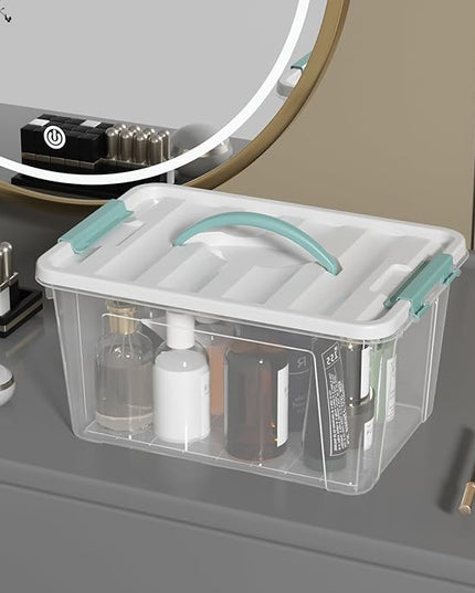 6-Pack 14 Quart Plastic Latching Box with Handle, Clear Plastic Storage Bins with Lids