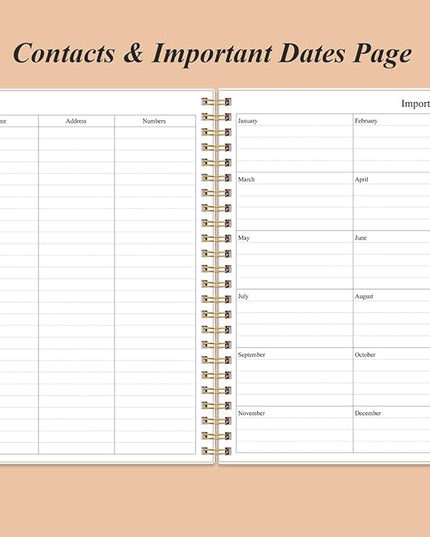 Daily Planner Undated - B5 To Do List Notebook Hourly Schedules, Spiral Appointment Planner for Women and Men, PVC Hardcover, Inner Pocket, Elastic Closure, 7" x 10", Rose Leaf
