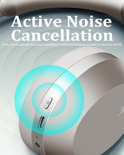 Wentronic Y04 Bluetooth Headphones Active Noise Cancelling Wireless Over Ear Headphones 48 Hours Playtime High Sound Quality Foldable Headphones with Soft Ear Cushion for Travel - Starlight