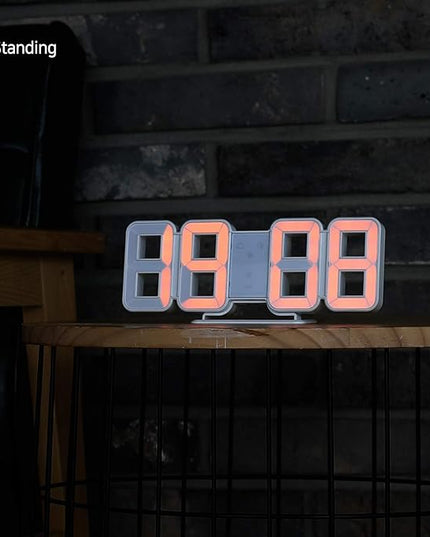 mooas 3D Pure mini Orange LED Clock, Multi-Function LED Clock (Calendar, Alarm, Temperature) (8.5" Orange Table Alarm Clock)