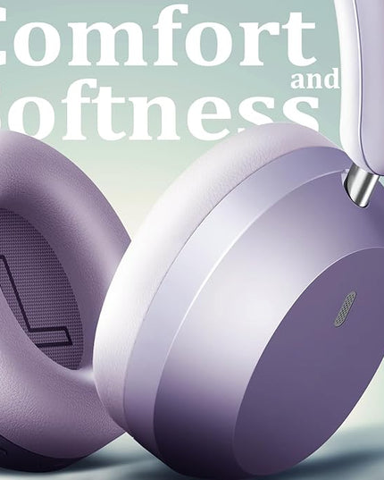 Wentronic Y04 Bluetooth Headphones Active Noise Cancelling Wireless Over Ear Headphones 48 Hours Playtime High Sound Quality Foldable Headphones with Soft Ear Cushion for Travel - Purple