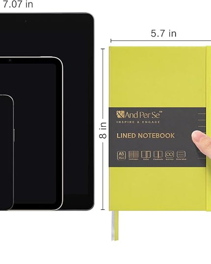 &And Per Se Lined Journal Notebook, 160 Pages, A5 5.7 x 8 inches College Ruled Thick Paper Notebook Journals for Writing, Hardcover Notebooks for Women Men Office School (1 Pack, Lime Green)