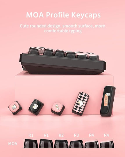MOA Profile Keycaps - Cute Kitten Theme, PBT Key caps Dye-Sublimation, Custom 131 Keys Set for Cherry Gateron MX Switches Mechanical Keyboard