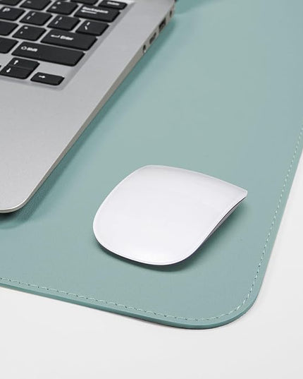 AFIING Dual-Sided Desk Pad, Natural Cork & PU Leather, Desk Mat Protector Non-Slip, Waterproof, Easy Clean,Large Mouse mats for Office and Home Work(Light Blue, 31.5"x17")