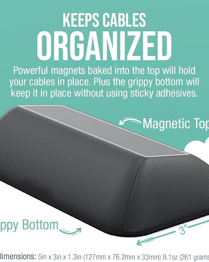 Smartish® Magnetic Cord Holder - Bigger Cable Wrangler Stocking Stuffer Organizer with Magnet Clips for Charger Management on Desktop, Nightstand - Holds 6+ Cables - Black Tie Affair