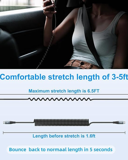 USB C to USB C Cable 6ft, 2Pack Coiled USB C Charger Cable Car, Type C Fast Charging for Cable for iPhone 17/16/15/Plus/Pro/Pro Max/MacBook Pro 2020/iPad Pro 2020/iPad Air 4/Samsung Galaxy S23