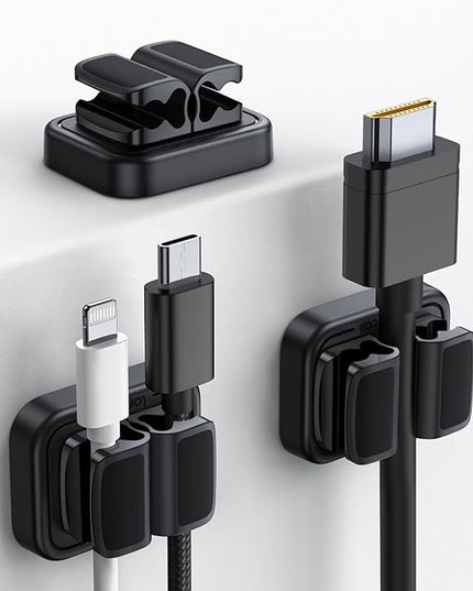 Lamicall Cord Organizer Spring Clip Holder - [1 Small Clip Hold 3 Cords] Desk Cable Management Holder, Adhesive Phone Charger Wire Keeper for Nightstand Office Car, Desk Accessories, 3Pcs