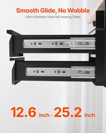 VEVOR Under Desk Double Stacked Lockable Slide Out Drawer, 13 inch Lockable Under Table Pull-out Drawer Attachment for Sit Stand Workstation, Secure Under Desk Storage Organizer, Black