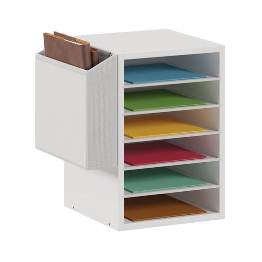 Unionly 6 Tier Adjustable Mail Sorter,Wood Paper Organizer for Class,Office