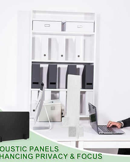 PATIKIL Desk Dividers 24" x 16", 1 Pack Desk Privacy Panel Freestanding Noise Reducing Partition Acoustic Panel with 4Pcs Support Feet for Testing Office Home Library, Black Style B