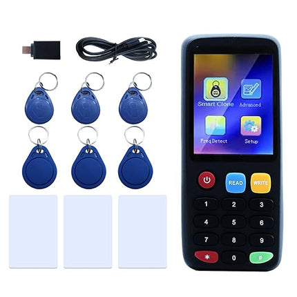 X7 RFID Reader Writer (RFID Copier Multi-Frequency Smart Card Reader ID IC Elevator Card RFID Writer for Access Control System with 125khz T5577 Key Fobs/Cards and 13.56mhz IC Key Tags)